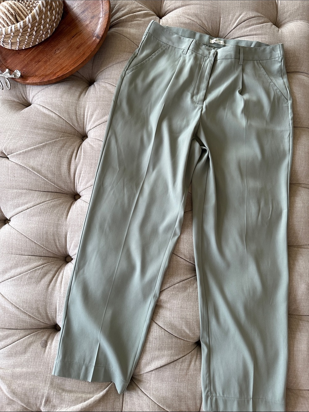 Max Studio Olive Green Tailored Wide-Leg Pants
